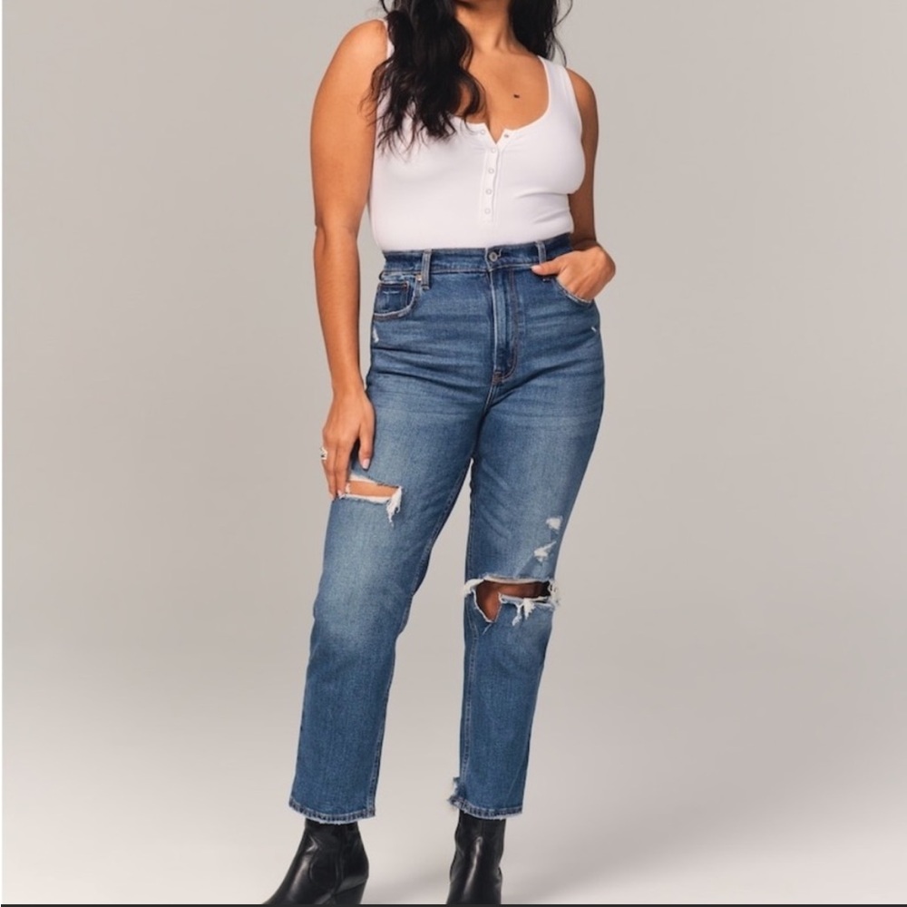 Abercrombie and Fitch curve love ankle straight high waisted jeans